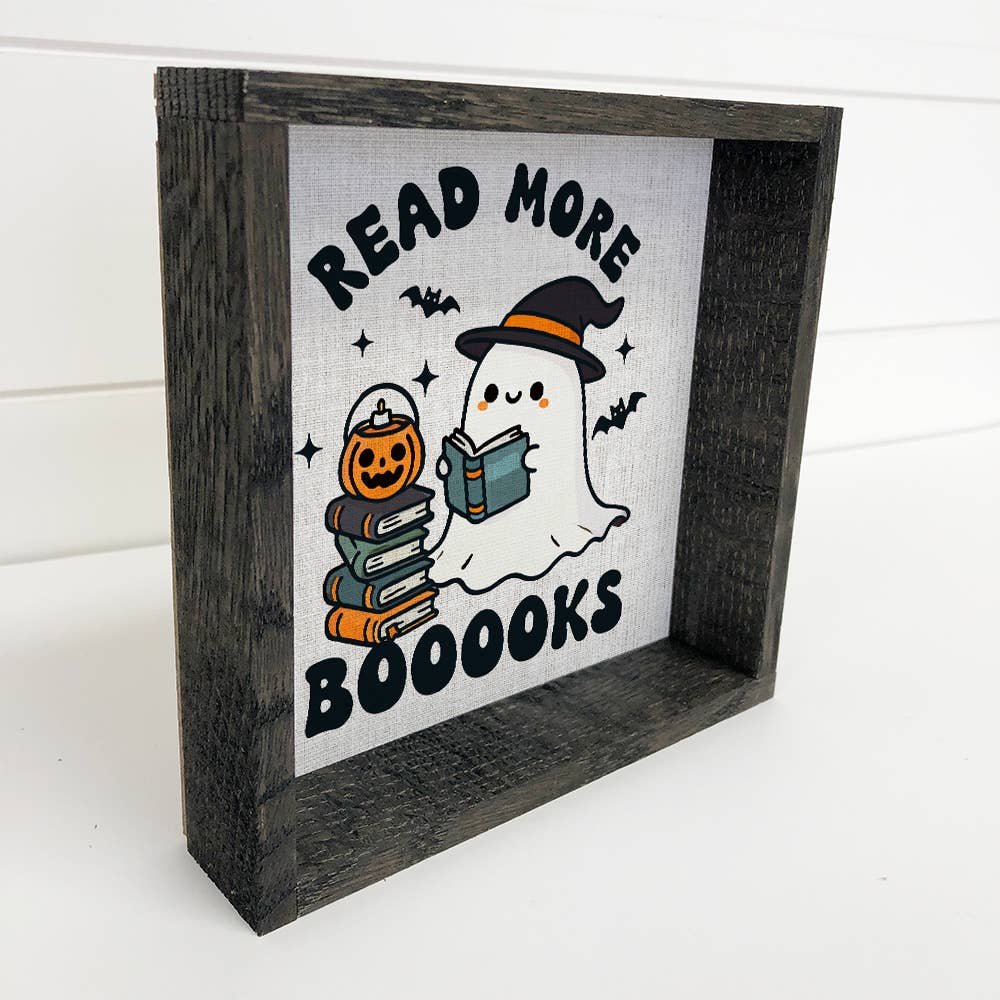 Funny Halloween Read More Books Ghost - Halloween Canvas Art