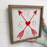 Valentine's Arrow Love Sign - Rustic Wood Frame