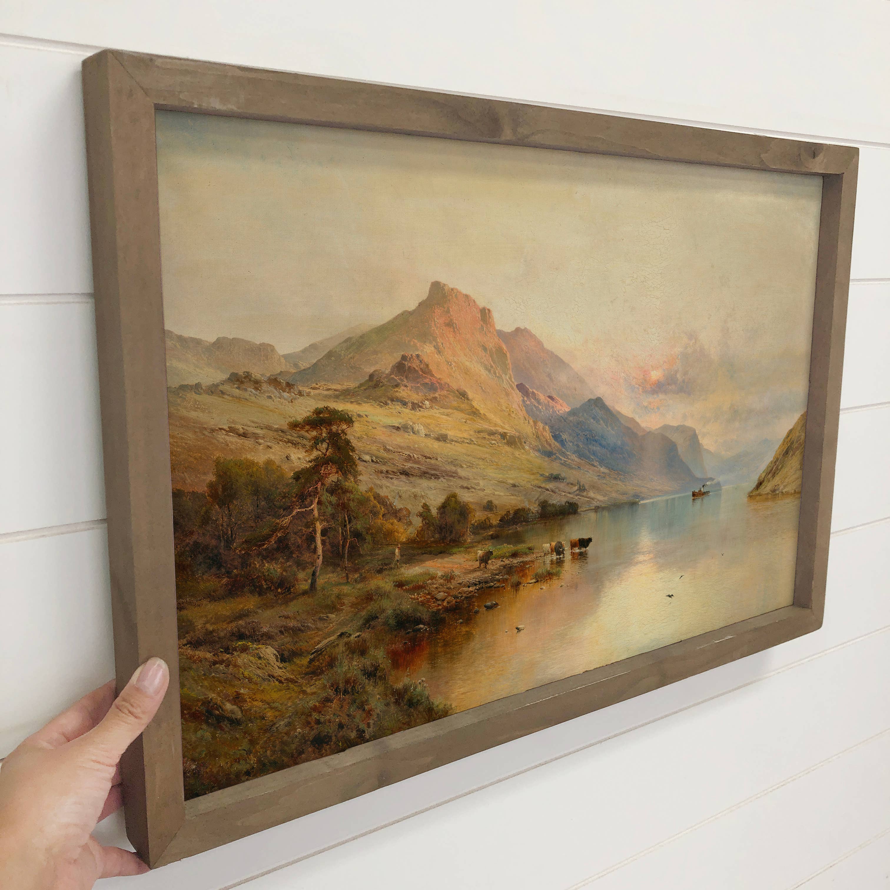 Boat in the Evening River - Nature Landscape Canvas Art