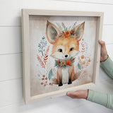 Boho Cute Fancy Fox Wall Art - Nursery Canvas Art - Framed