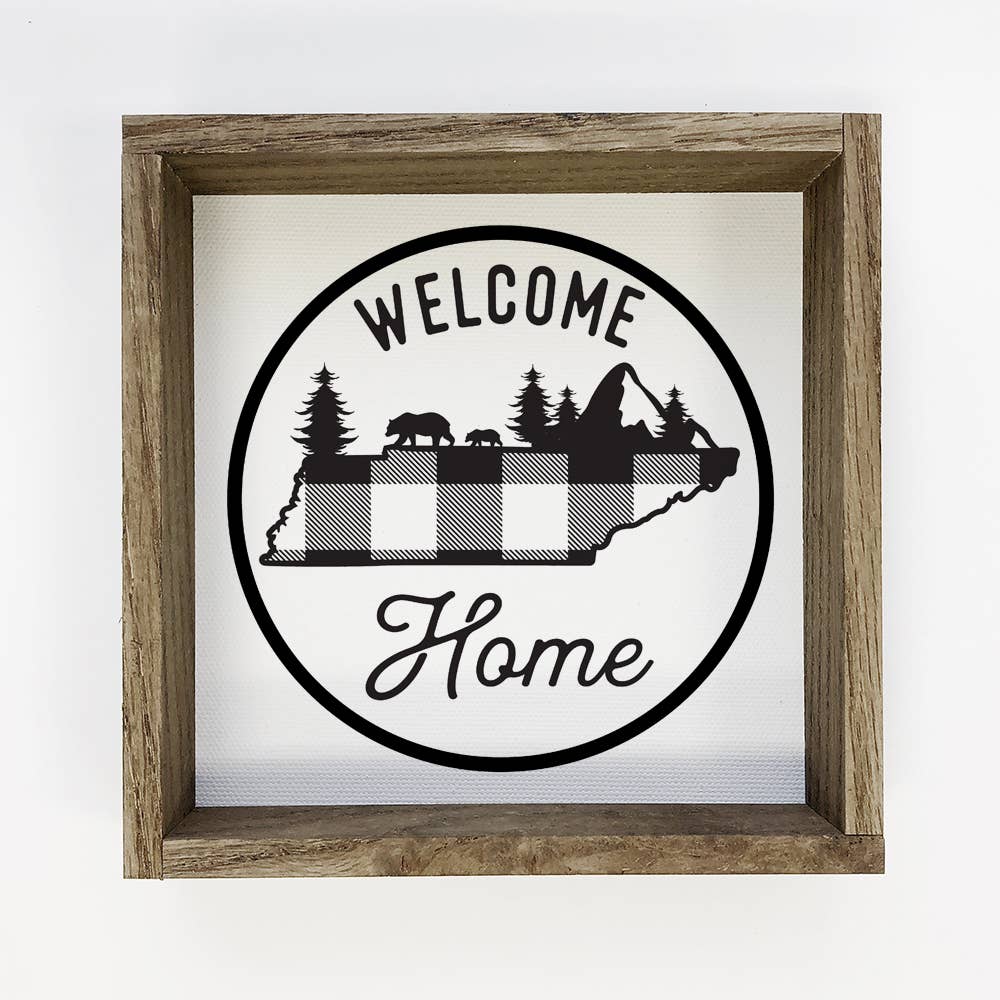 Welcome Home Tennessee Buffalo Plaid Small Canvas Sign