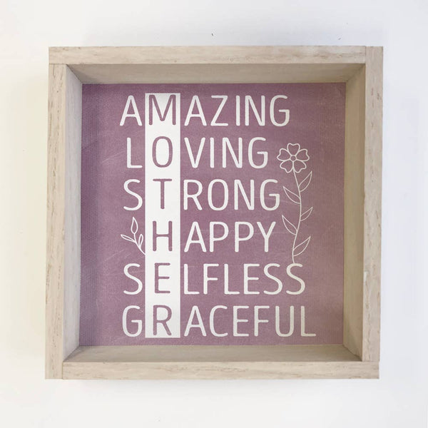 Mothers Amazing Loving Strong - Mothers Day Gift Word Art