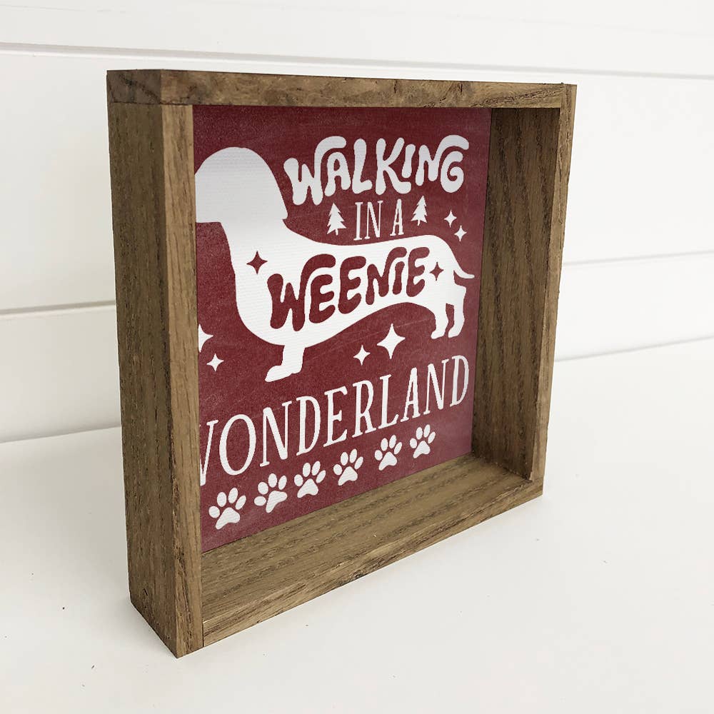 Weenie Wonderland - Funny Dog Holiday Canvas Art - Framed