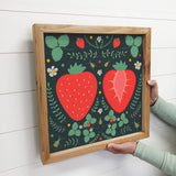 Folk Art Strawberry - Strawberry Canvas Art - Wood Framed