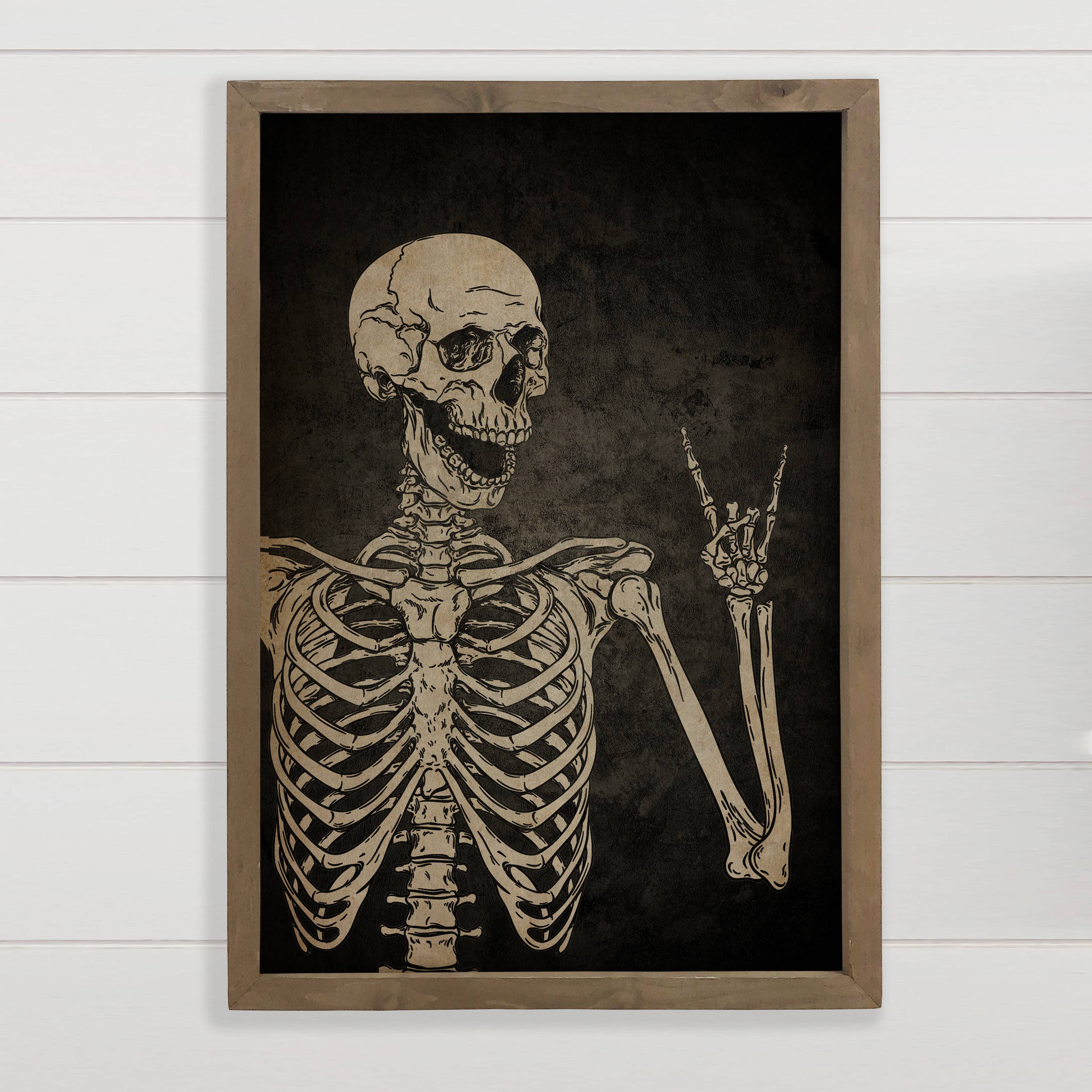 Skeleton Devil Horns Hand Sign - Skeleton Canvas Art