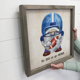 Blue Football Gnome Go Big or Go "Gnome" Small Canvas Sign