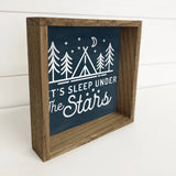 Lets Sleep Under the Stars - Wood Framed Canvas Word Sign