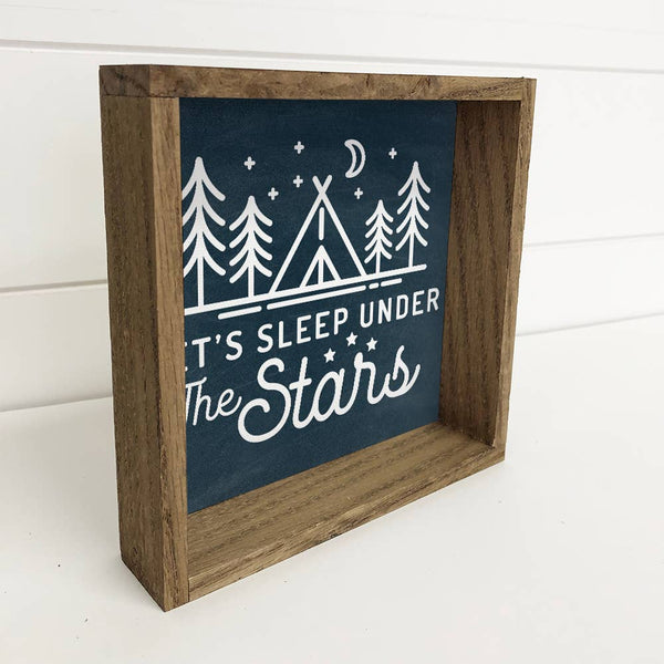 Lets Sleep Under the Stars - Wood Framed Canvas Word Sign