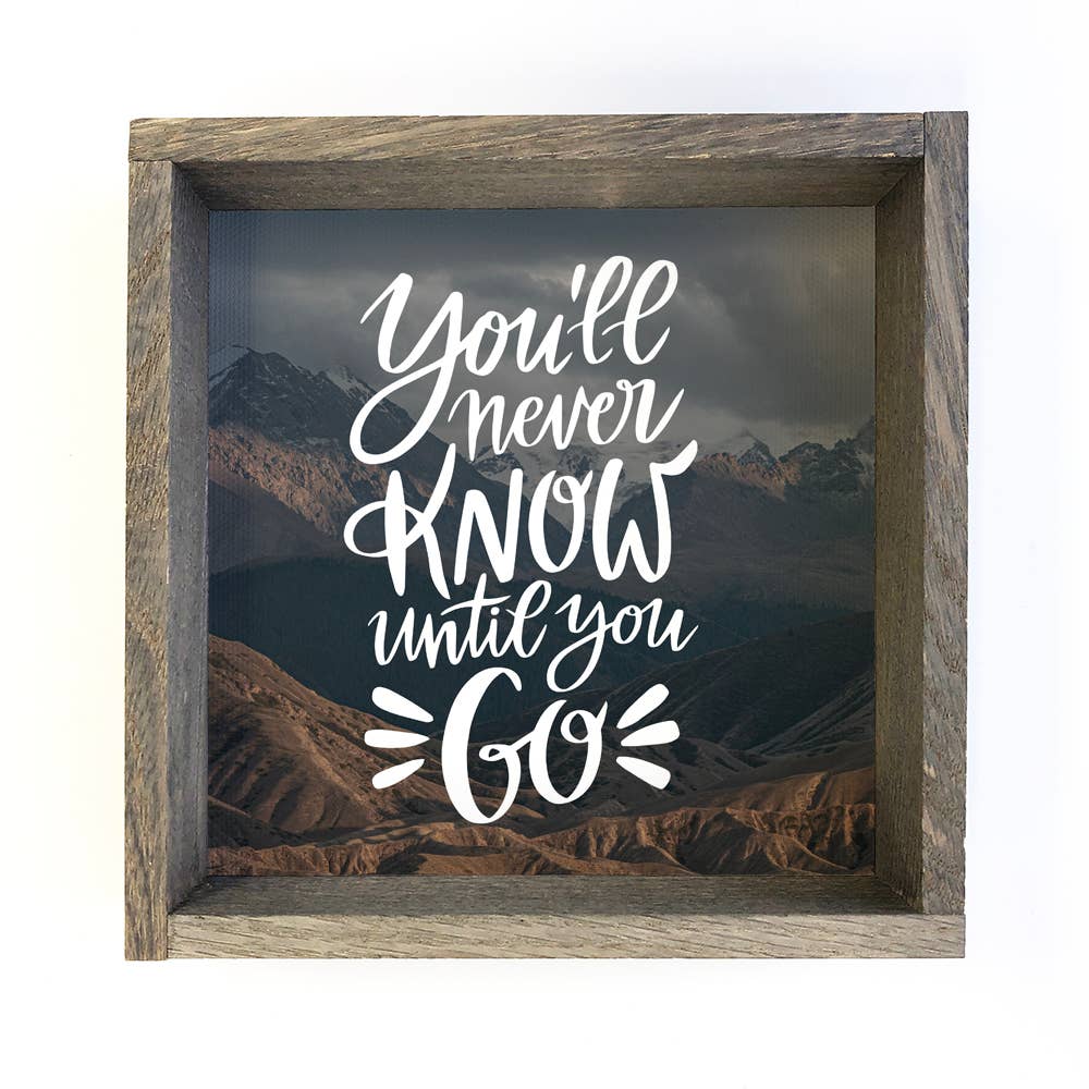 Quote Art-  You'll Never Know Until You Go- Inspiration