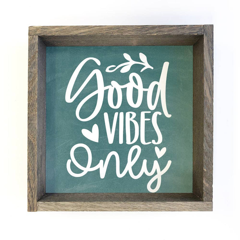 Good Vibes Only - Cute Word Sign Canvas Art - Wood Framed
