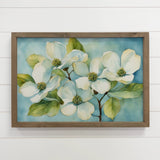 Dogwood Blossoms - Floral Canvas Art - Wood Framed Decor