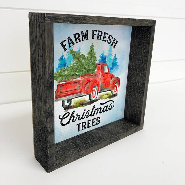 Farm Fresh Christmas Trees Truck - Framed Holiday Sign