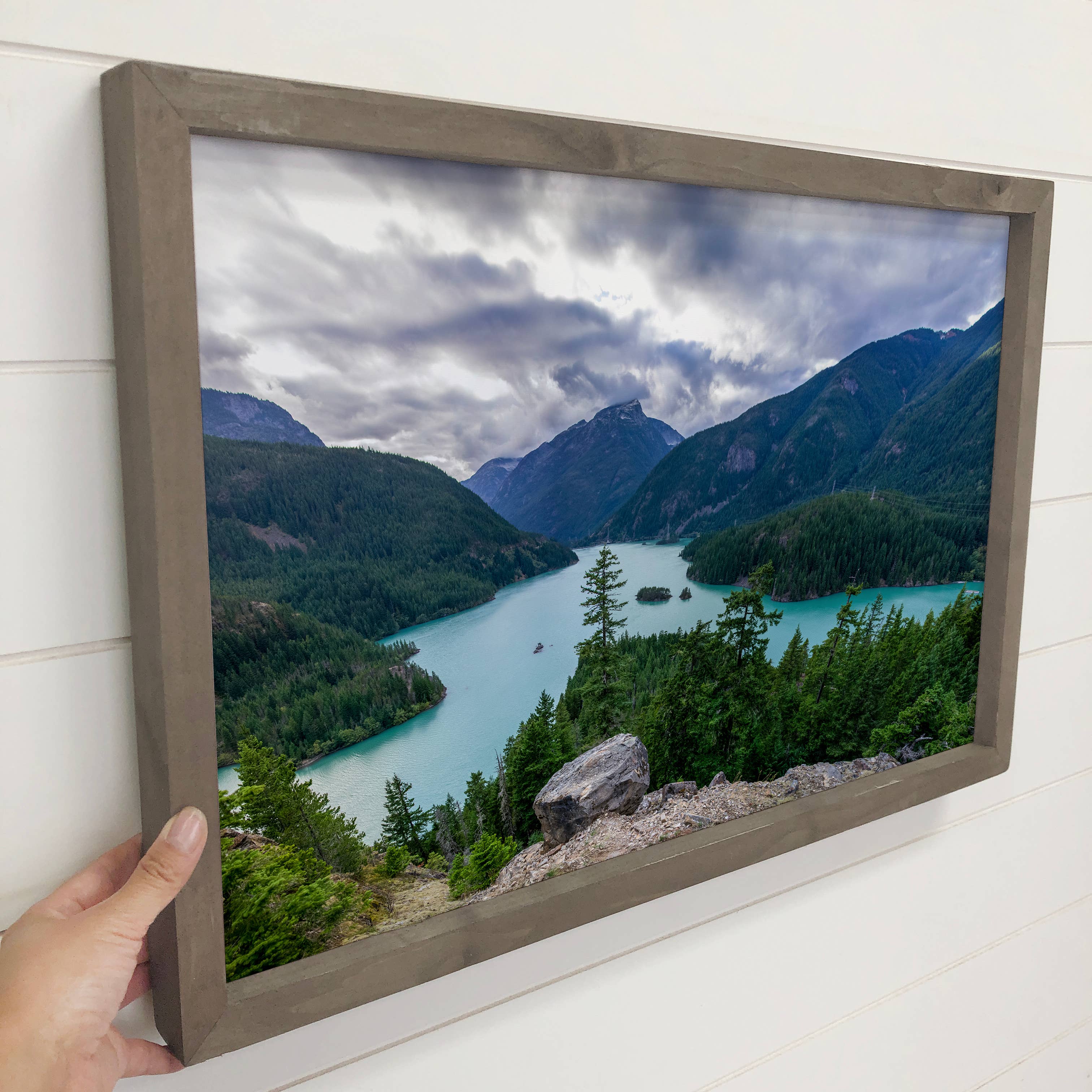 Diablo Lake Washington - Framed Nature Photograph - Cabin