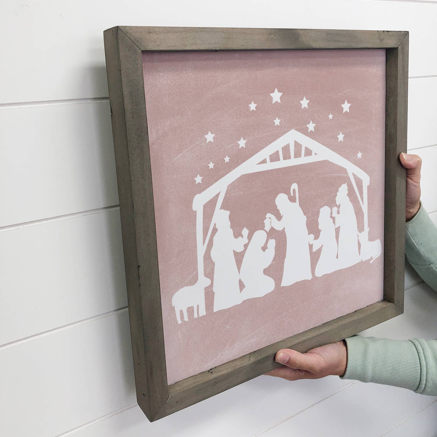 Nativity Pink Canvas Wall Art Small Christmas Small Decor