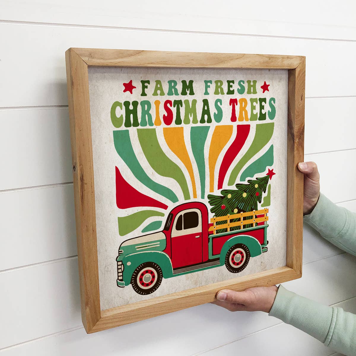 Retro Farm Fresh Christmas Trees - Retro Christmas Wall Art