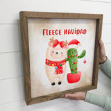 Fleece Navidad - Cute Holiday Animal - Wood Framed Wall Art