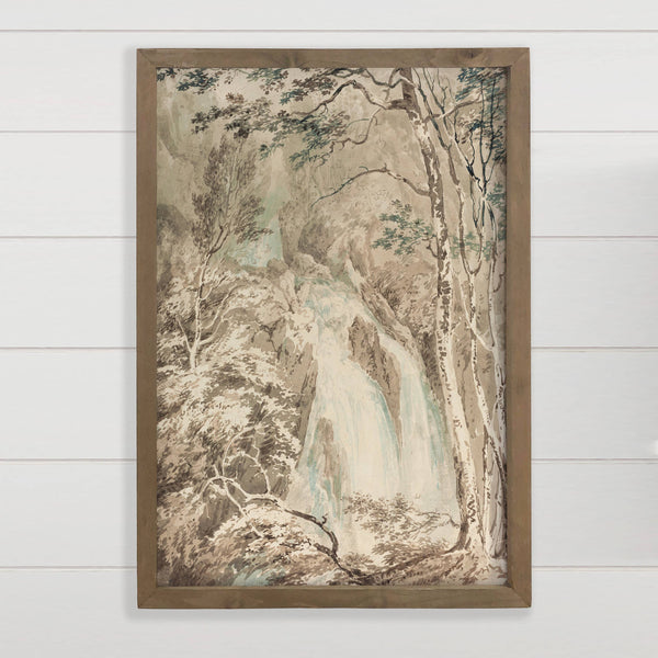 Tranquil Waterfall - Nature Canvas Art - Wood Framed Decor