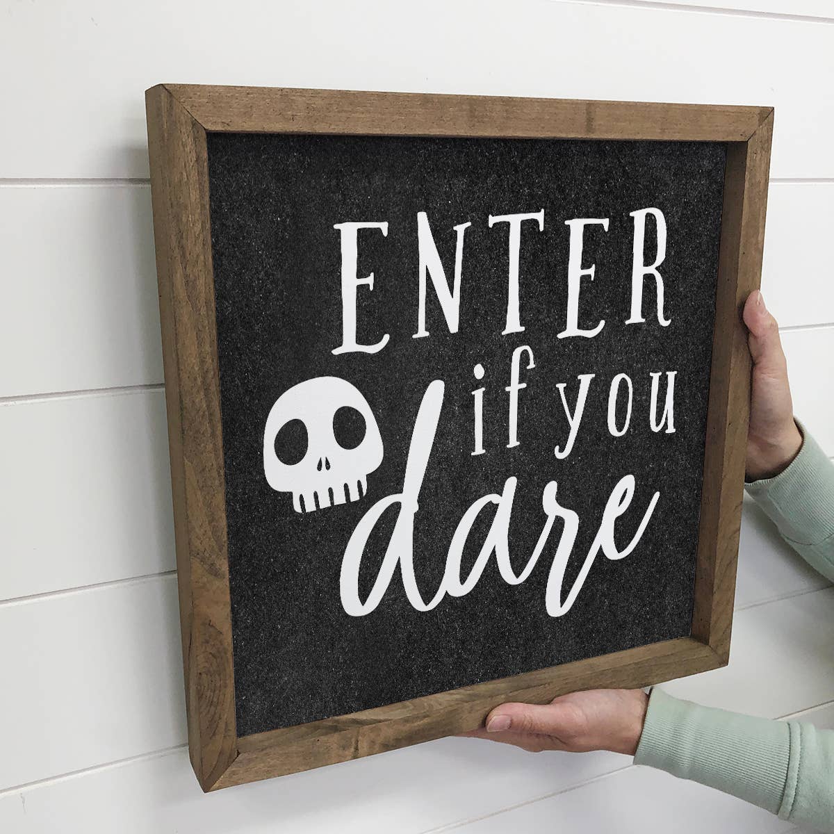 Enter if You Dare - Framed Halloween Sign - Cute Holiday Art