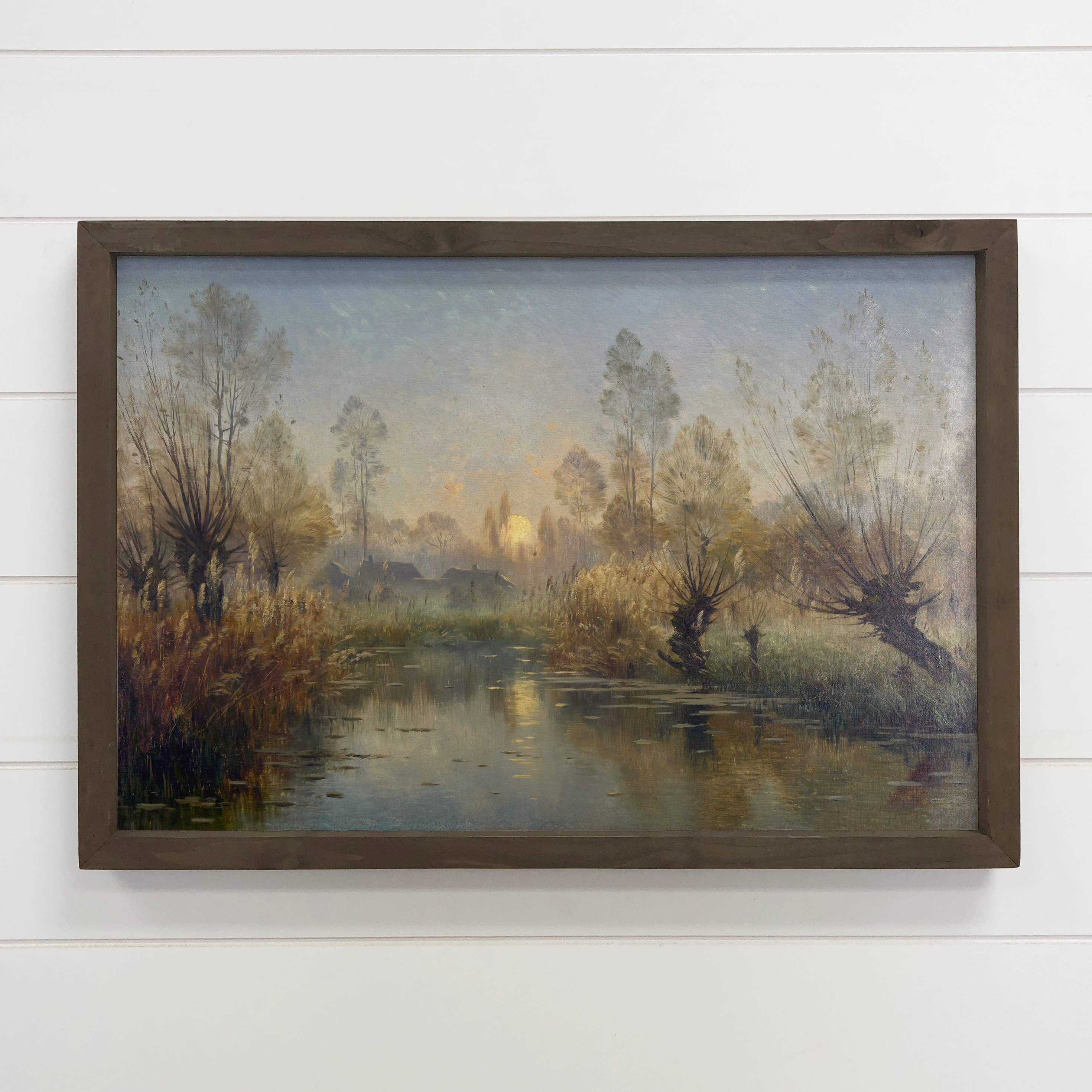 Evening Pond - Landscape Canvas Art - Wood Framed Wall Decor