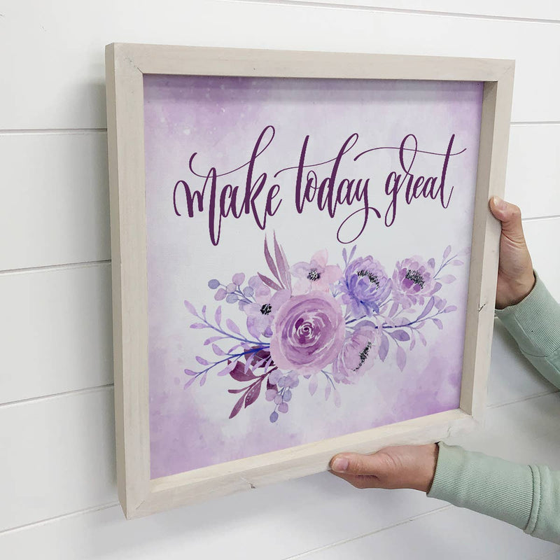 Make Today Great Purple Flowers Small Canvas Gift