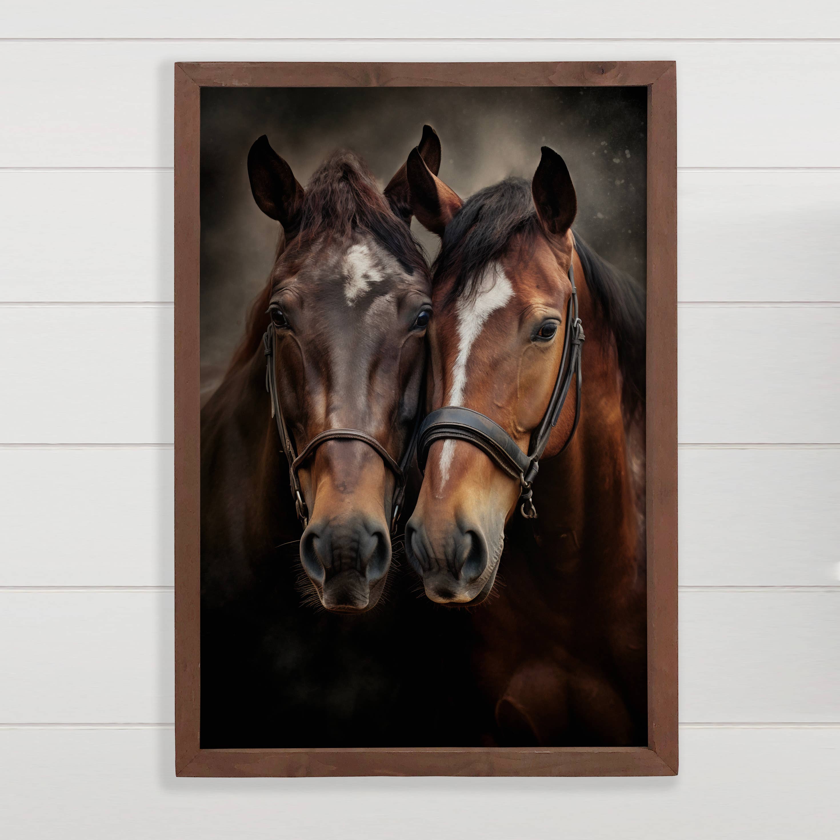 Horse Duo - Animal Photograph - Wood Framed Wall Decor