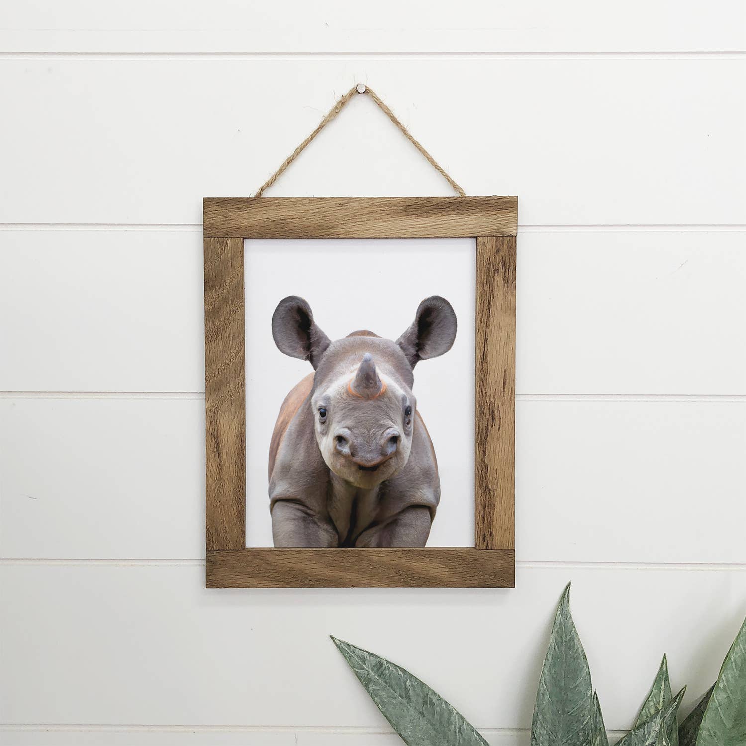 Baby Rhinoceros Wood Sign Cute Animal Wall Art