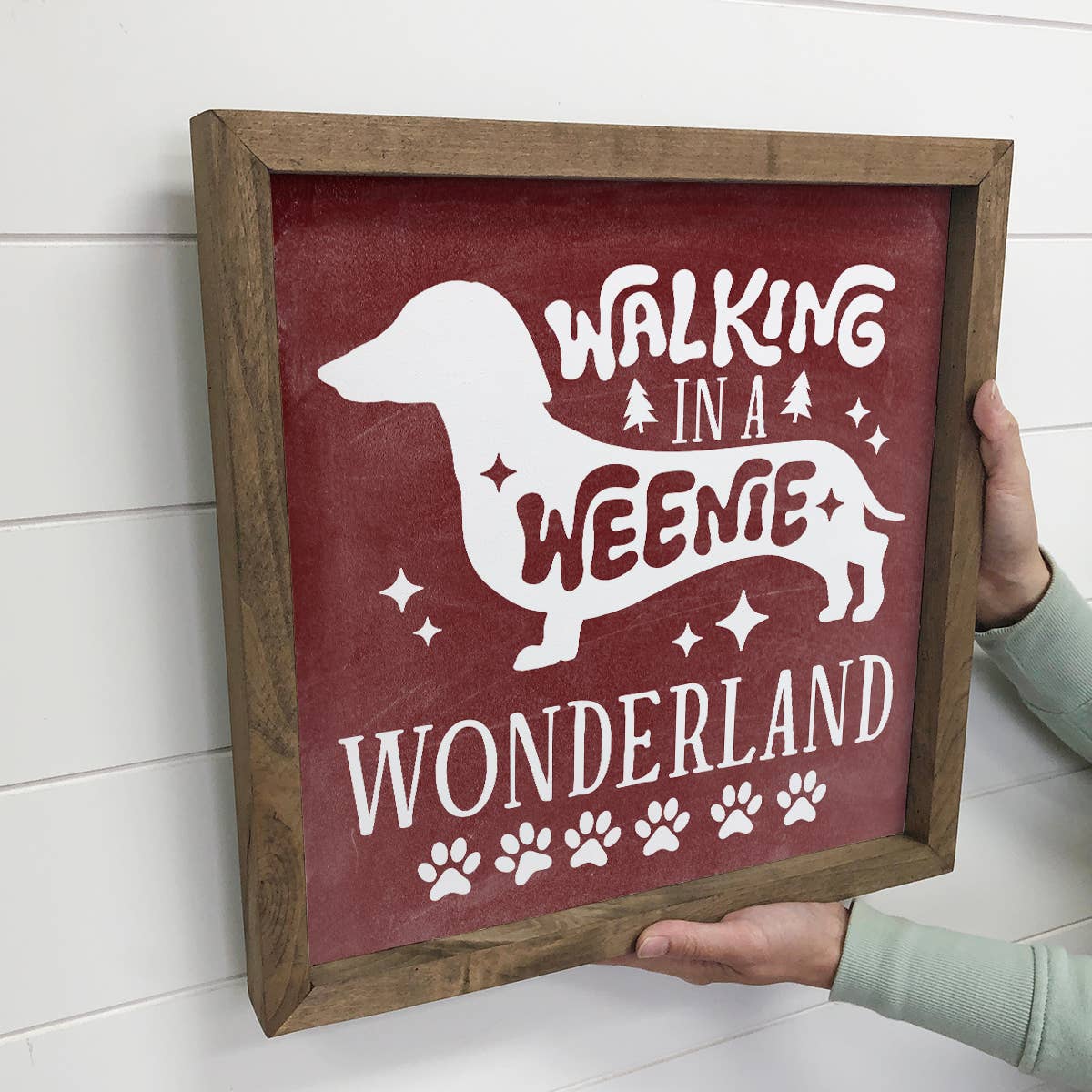 Weenie Wonderland - Funny Dog Holiday Canvas Art - Framed