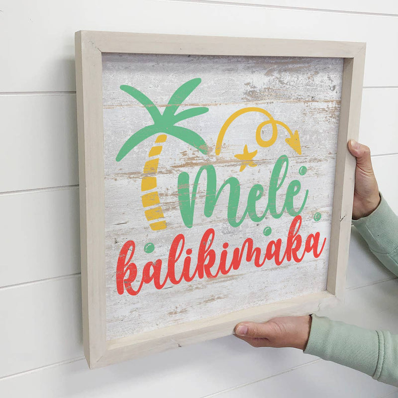 Mele Kalikimaka - Beach House Holiday Word Sign - Framed Art