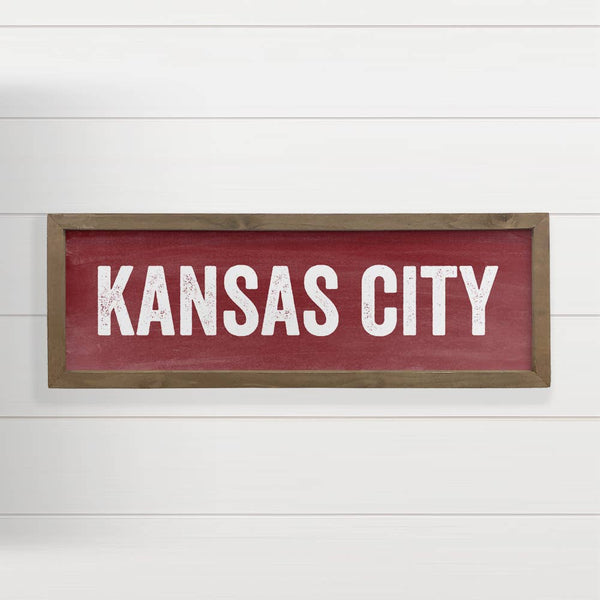 Personalized City Sign - Vintage Block Red Kansas City Sign