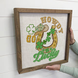 Howdy Go Lucky - St Patrick's Day Canvas Art - Wood Framed