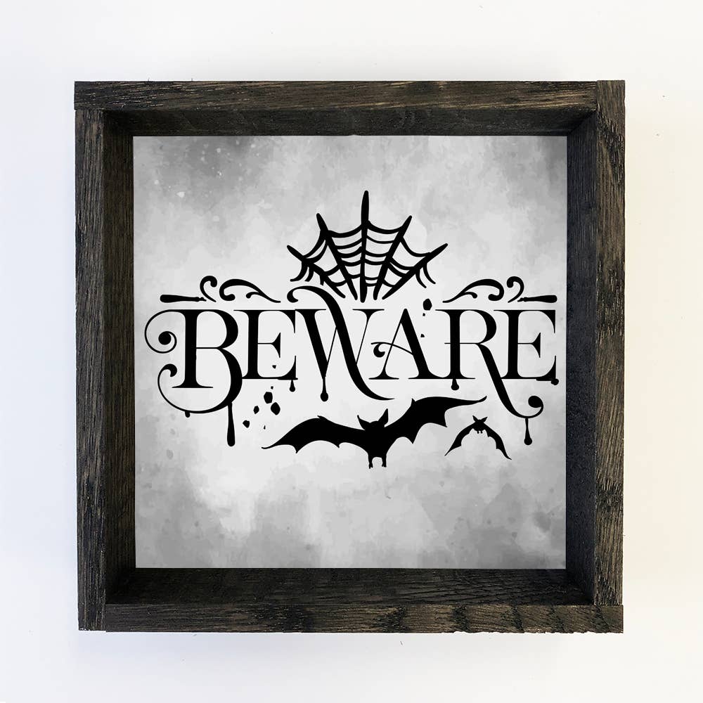 Beware - Halloween Word Sign - Cute Halloween Art & Frame