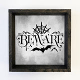 Beware - Halloween Word Sign - Cute Halloween Art & Frame