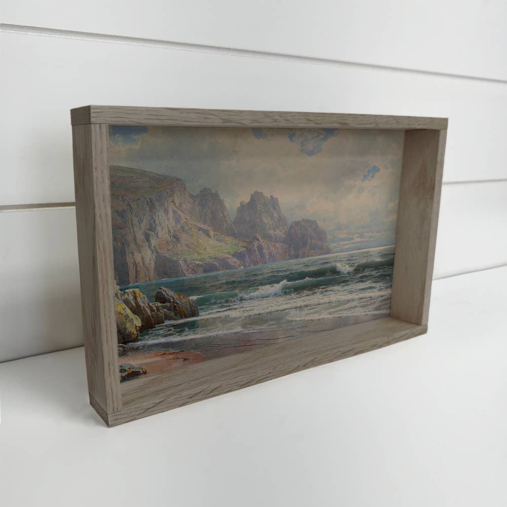 Rocky Coastline - Nature Landscape Canvas Art - Wood Framed