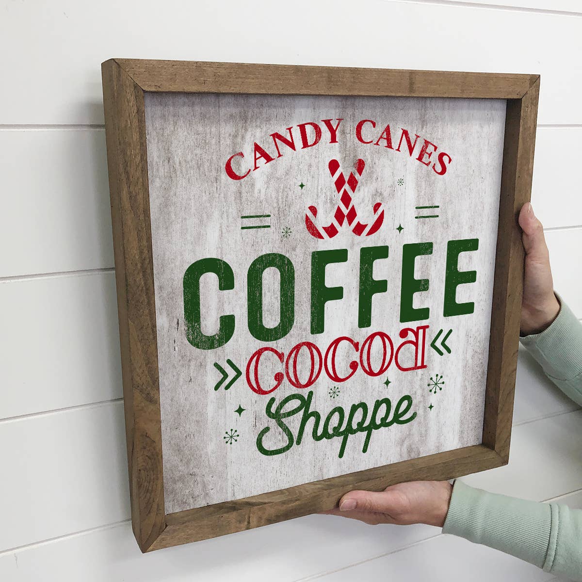 Candy Cane Coffee Cocoa Shoppe - Christmas Canvas Art