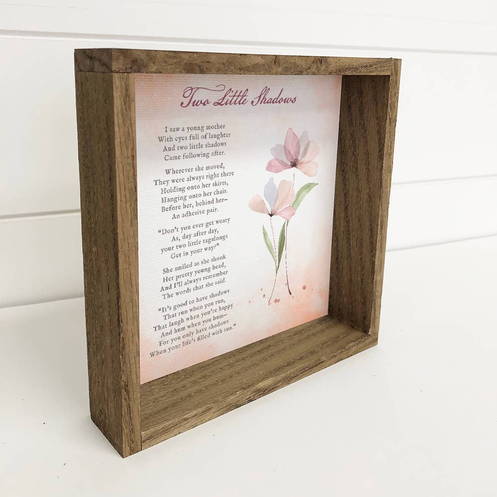 Two Little Shadows - Cute Poem Canvas Art - Wood Framed Art