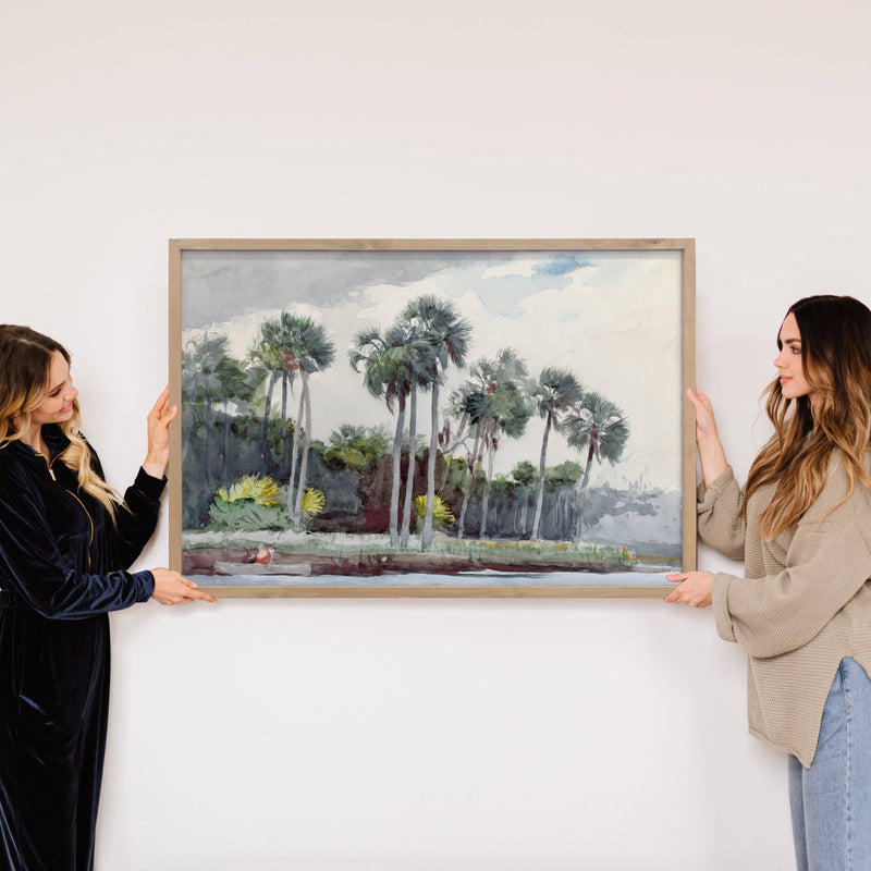 Florida Palms Watercolor - Beach House Wall Art - Framed Art