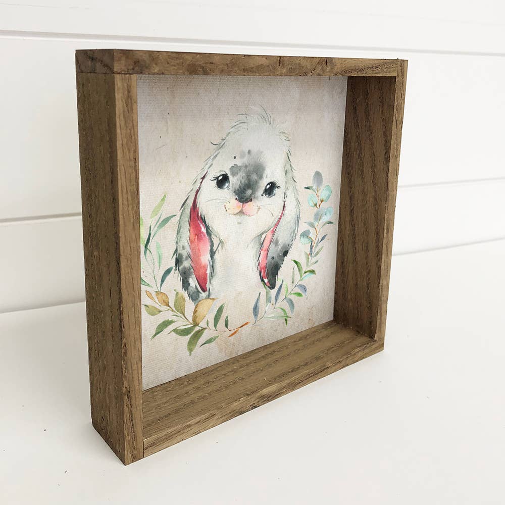 Watercolor Farm Bunny Small Canvas Decor