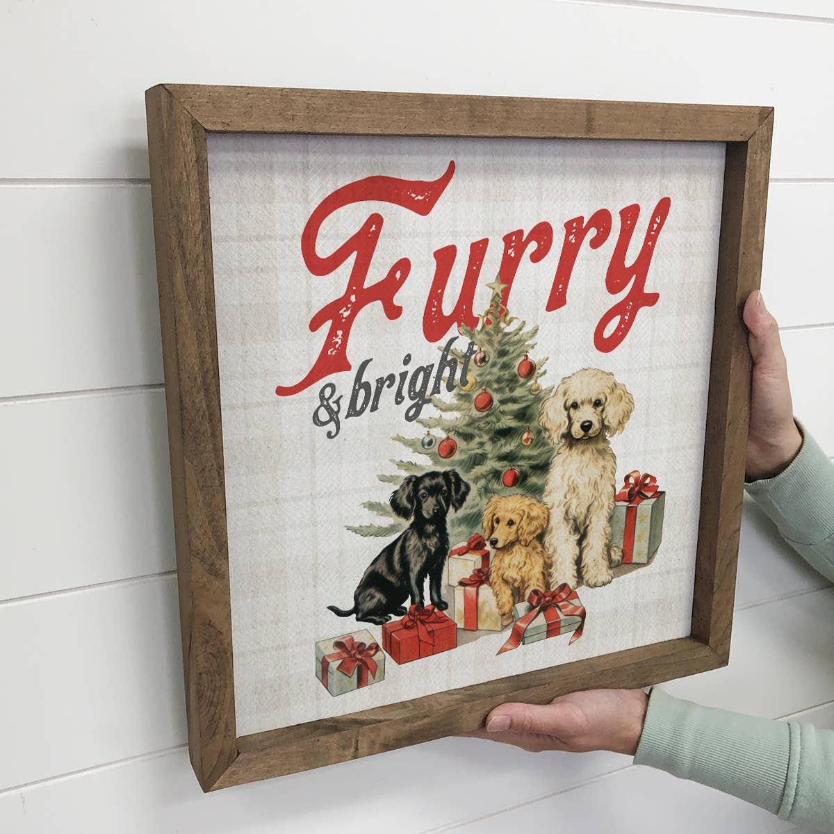 Furry & Bright - Cute Dog Holiday Wall Art - Funny Wall Art