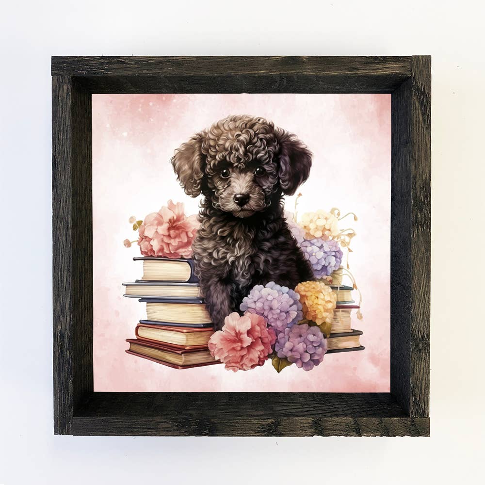 Labradoodle Puppy Books - Puppy Canvas Art - Book Wall Art