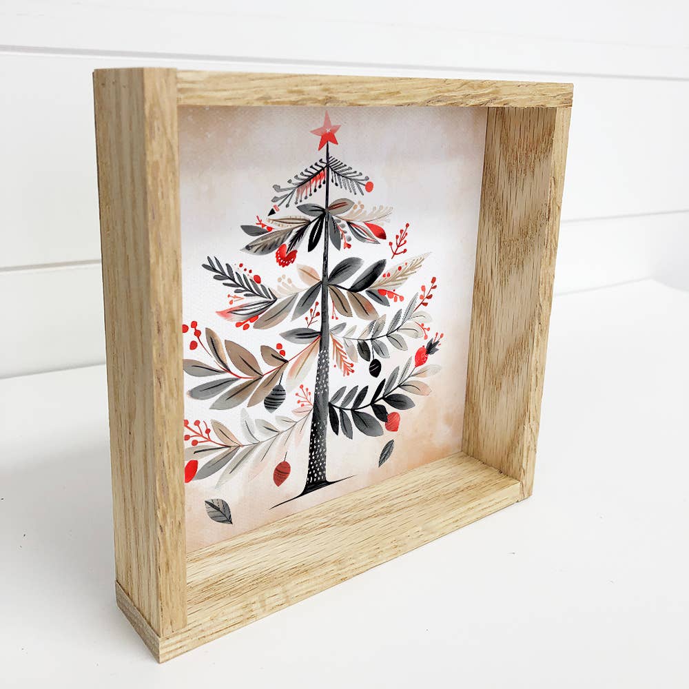 Scandi Watercolor Christmas Tree - Christmas Canvas Wall Art