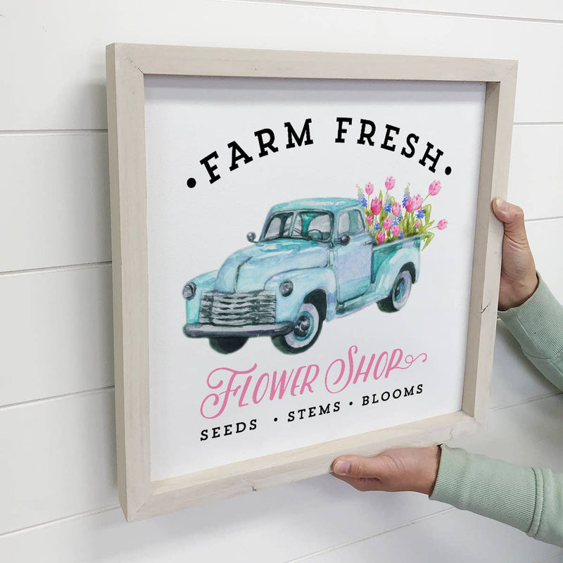 Floral Summer Décor-  Flower Shop Vintage Truck Canvas Sign