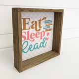 Eat Sleep Read - Book Lovers Canvas Art - Wood Framed Decor