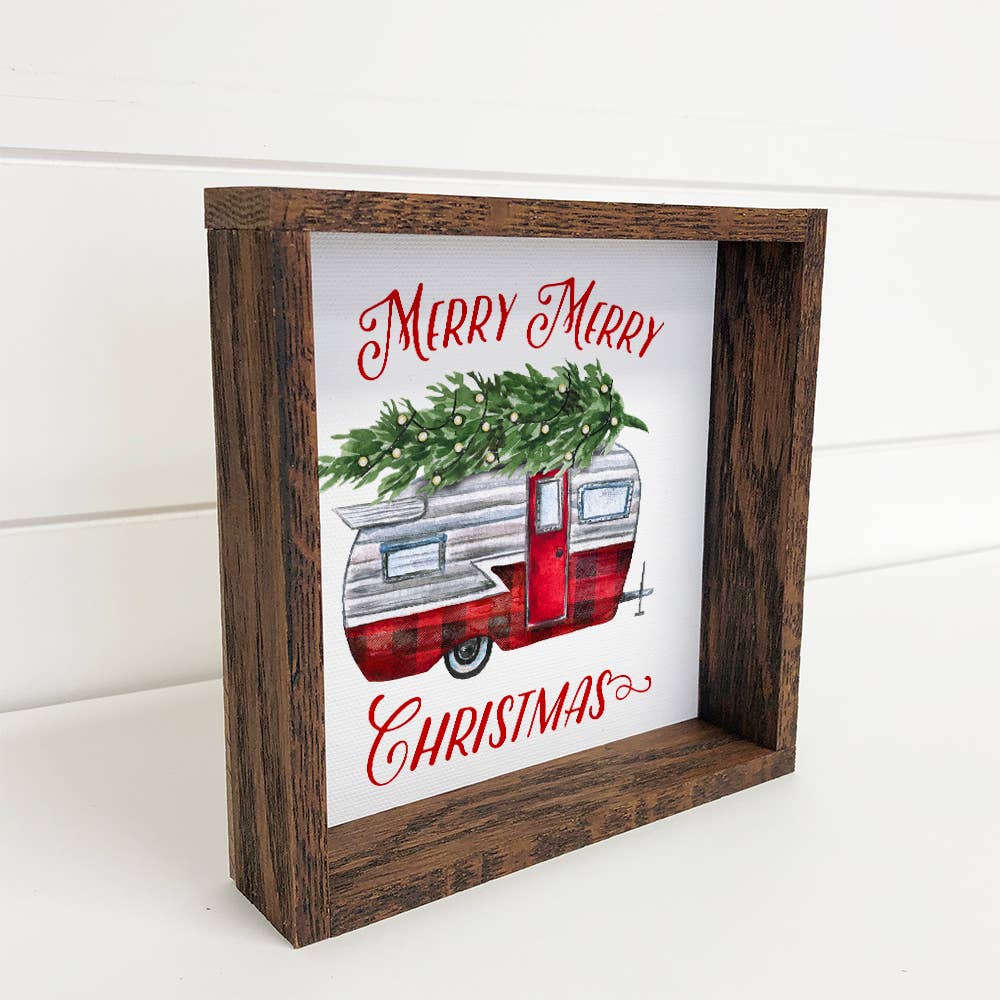 Vintage Camper Wood Sign Christmas Tree RV Home Decor Art