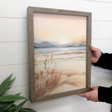 Soft Modern Bay - Nature Canvas Art - Wood Framed Lake Art