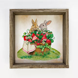 Easter Sign- Bunnies & Strawberries- Canvas and Frame