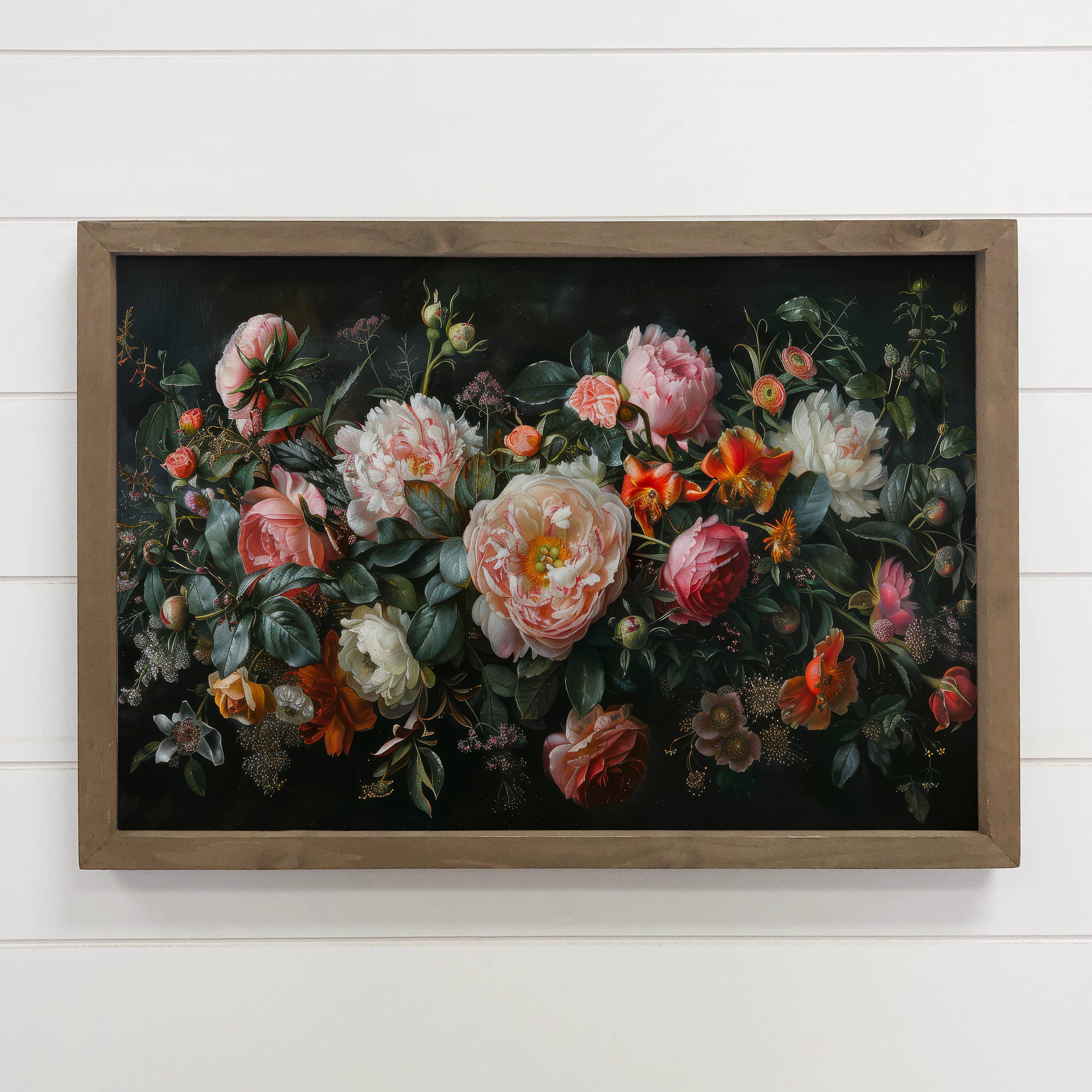 Detailed Floral Mural - Flower Canvas Art - Wood Framed Art