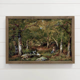 Dogs in the Forest - Forest Canvas Art - Wood Framed Decor