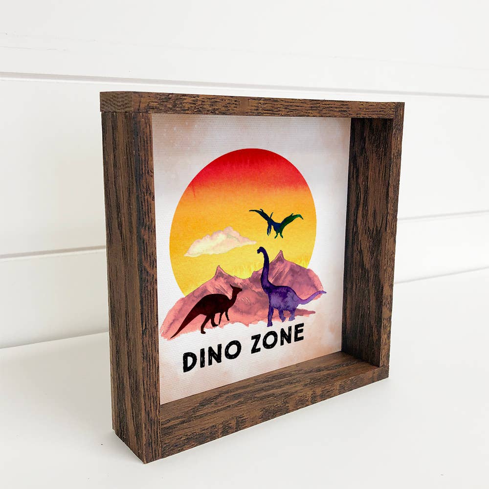 DINO ZONE Sunset Shelf Sitting Canvas Sign Kids Home Decor