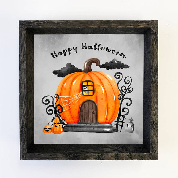 Cute Pumpkin House - Halloween Pumpkin Wall Art