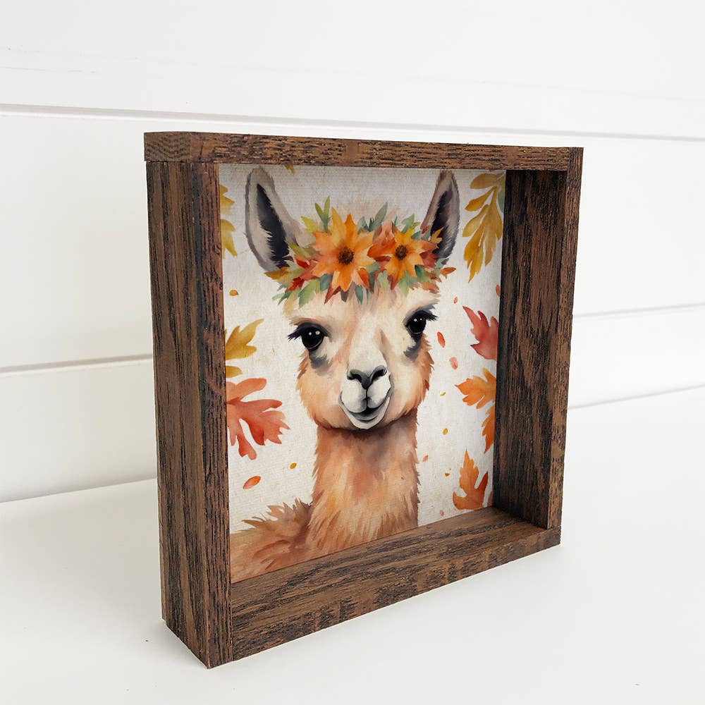 Fall Farm Animals Llama - Cute Animal Canvas Art